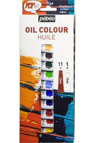 Pebeo Pop Art Yağlı Boya Seti 11x10ml + 15ml Beyaz 669600 Karışık Set