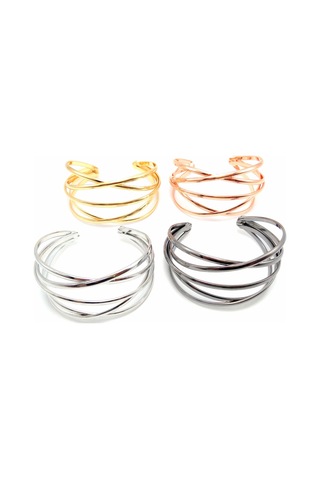 Geeroyoo Beş Çizgili Metal Delikli Bileklik - Altın Renk, Hafif Ve Şık Aksesuar Gold