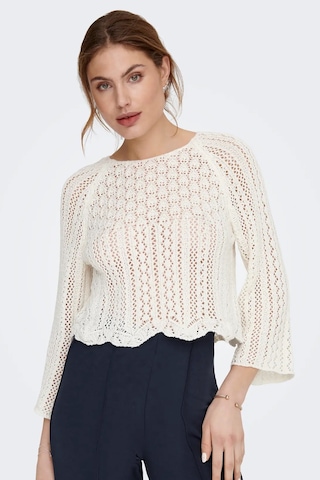 Only Kadın Örme Detaylı Beyaz Crop Kazak - 15233173 Beyaz