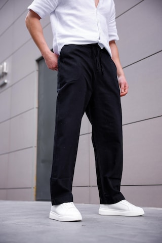 Keten Baggy Siyah Renk Erkek Pantolon-1763 Siyah