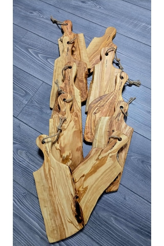Tek Parça Yekpare Edremit Doğal Zeytin Ağacı Saplı Kesme Tahtası
