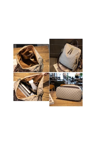 Arion G71 2'si 1 Arada Kadın Omuz ve Sırt Çantası Bej - Kahverengi