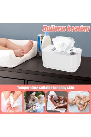 Wezone Beyaz Bebek Mendil Isıtıcı Ve Dağıtıcı, Gece Lambalı, Çift Isı Teknolojisi İle Konfor, Taşınabilir Tasarım