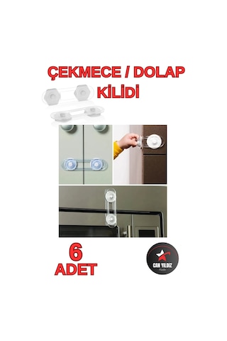 Can Yıldız Plastik Bebek ve Çocuk Güvenlik Dolap Çekmece Kilidi 8 Adet Şeffaf