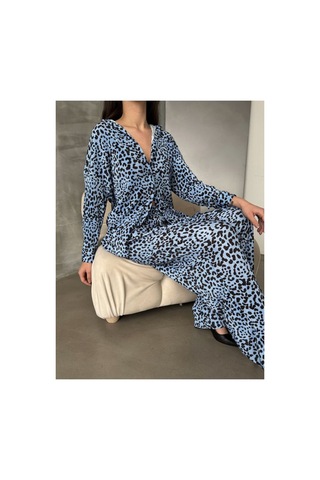 Verymoda Puantiyeli Pantolon F1468 Mavi Puantiyeli