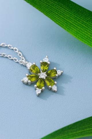 Çekirdekjewelry 925 Ayar Gümüş Zeytinyağı Taşlı Çiçek Kolye Gri