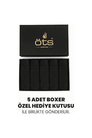 JUST INNER Öts Premium Erkek 5 Li Modal Boxer Modal Hediye Kutulu Ultra Yumuşak Modal Kumaş Esnek Kalıp Ve Kaliteli Esnek Ve Konfor Siyah