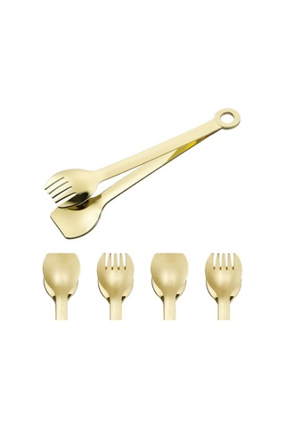 Mini Meze Maşası Altın Kaplama Paslanmaz Çelik 6 İnç 5'li Set B