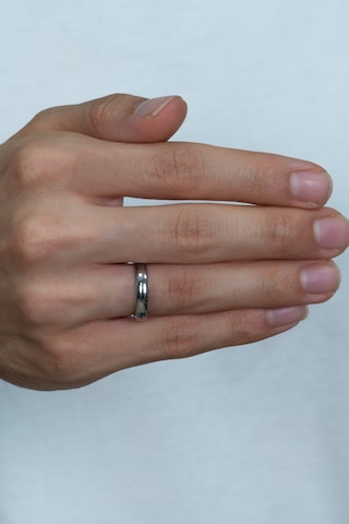 Unisex 4mm İnce Bombeli Erkek Kadın Çelik Alyans Yüzük Cl18 Beyaz