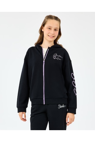 Skechers G Lw Fleece Full Zıp Sweatshirt Büyük Kız Çocuk Siyah Sweatshirt Sk2520009-1602 Siyah