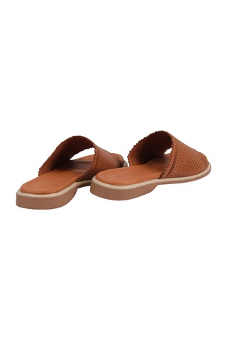 Napa Shoes Kadın Lazer Kesimli Perfore Düz Taban Rahat Terlik Napa-1204 Taba