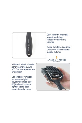 Land Of Myth LOM1271 Üç Boyutlu Esnek Saç Açma ve Tarama Fırçası Flexible Pro Brush Siyah