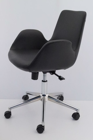 Hava Siyah Deri Ofis Sekreter Çalışma Sandalyesi