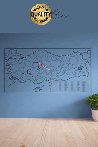 Duvara Yapışabilen Ev Okul Stickerı Dekoratif Büyük Boy Yazılabilir Türkiye Haritası Manyetik Şeffaf Çok Renkli