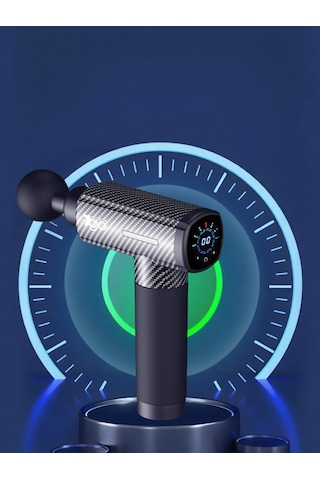 7go 7gmg3 Masaj Tabancası 8 Başlık 30 Kademe Hız Lcd Ekran Sessiz Güçlü Motor 1500mah Bata Siyah