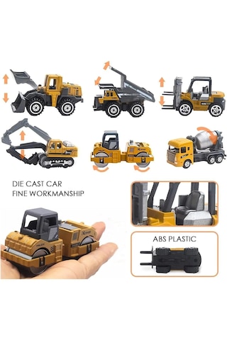 1:64 Dieacast Inşaat Seti Metal Ve Oyun Halısı Beton Mikseri Fork