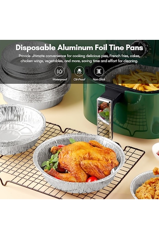 Youmex Alüminyum Folyo Fırın Tepsisi - Hava Fritözü İçin, Yağ Geçirmez, Isı Dayanıklı, 7 İnç Derin, 50 Adet, Temizlemeden Kullanın Çok Renkli