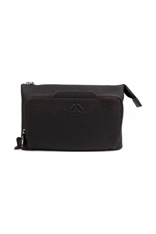 Alphaclub Bag Erkek Hakiki Deri Acı Kahverengi Çok Bölmeli Fermuarlı El Ve Portföy Çantası