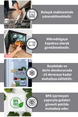 Jumbo Boy Silikon Kapaklı Erzak Bakliyat Saklama Kabı Kare Saklama Kutusu Seti 12 Adet 1900