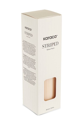 Karaca Striped Tırtıklı Sütun Mum 20 cm Bej