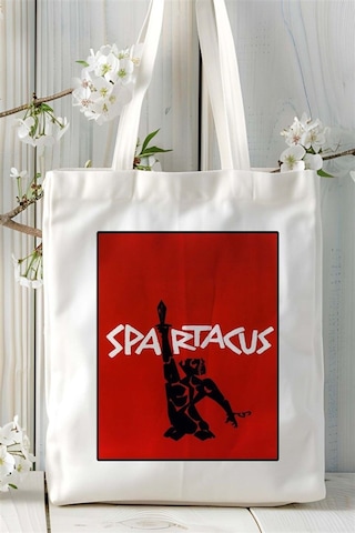 Art Hediye Spartacus Spartaküs Baskılı Bez Çanta Omuz Çantası Kişiye Özel Desen 3 Çok Renkli