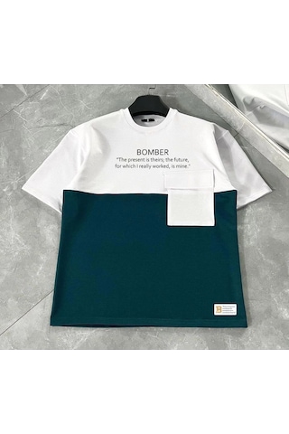 Genel Markalar Torba Cep Detaylı Parçalı T-shirt - Lacivert - Çok Renkli