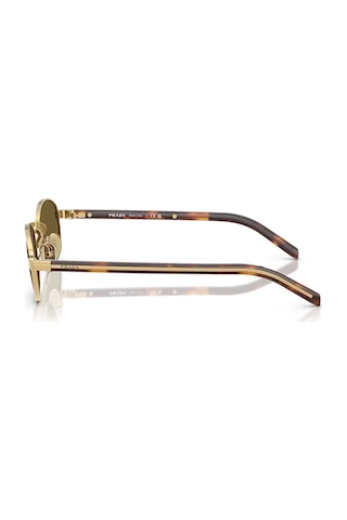 Prada Pr B53s 5ak09z 52 Unisex Oval Gold Metal Güneş Gözlüğü Altın