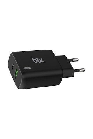 Bix ZH-2U41T 25 W USB-A Type-C PD 3.0 Hızlı Şarj Adaptörü Siyah
