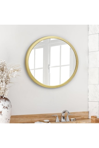 50,8 Cm Çerçeveli Yuvarlak Altın Ayna - Banyo, Yatak Odası, Antre, Oturma Odası İçin Büyük Daire Aynası - Duvar Dekoru İçin Büyük Dairesel Modern Ayna