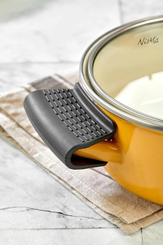 Nishev Yanmaz Yapışmaz Silikon Tencere Tutacağı Silikon Kulp Tutacak 1 Adet Çift Siyah