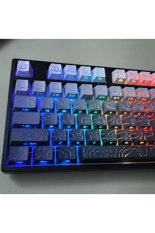Contourline - Gradient Keycaps 130 Tuş İki Renkli Tam Set Çatlak Işıklı Tuş Takımı