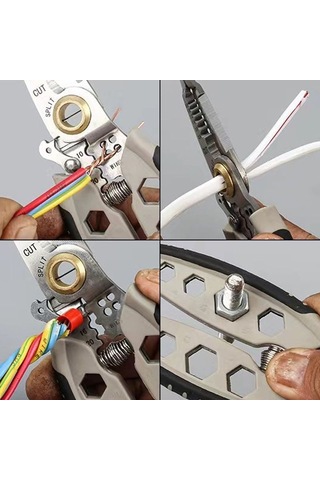 6 Boyutta Altıgen Delikli 7 İnç Çok Amaçlı Kablo Sıyırma Makinesi Çelik Renk