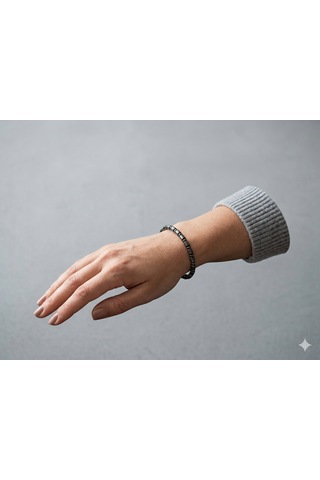 Boru Kesim Hematit Bileklik Unisex Açık Gri