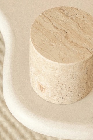Montroi Travertine Candle Holder 280g Mum Uyumlu Traverten Mumluk Bej