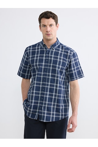 Lcwaıkıkı Classic Lacivert Regular Fit Ekose Armürlü Erkek Gömlek