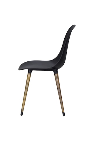 Vilinze Eames Kestane Ahşap Ayak Plastik Siyah Sandalye Eames-beyaz Siyah - Kestane