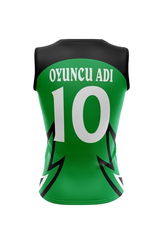Voleybol Forması Dijital Baskı Kişiye Özel Tasarım Tek Üst M715 Siyah - Yeşil