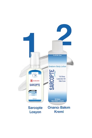 Sarcopte Cilt Bakım Losyonu Güçlü200 ML + Urederm Onarıcı Ve Yatıştırıcı Bakım Kremi 125 ML﻿﻿