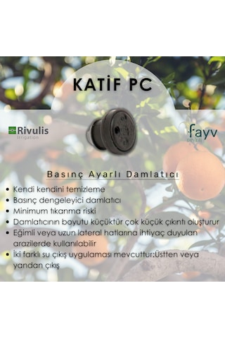 Rivulis Katif 2 Litre 1000 Adet Basınç Ayarlı Damlatıcı Meme