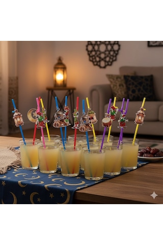 Hacivat Karagöz Temalı 10'lu Artistik Pipet Ramazan Parti Süsü Diğer