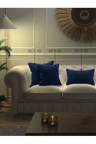 Br Yakamoz Gece Mavisi Kırlent , Yastık Kılıfı Kadife Görünümlü Velvet Touch Serisi Gece Mavisi