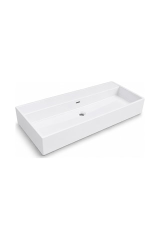 Dura Niva Kare Çanak Lavabo 100x46,5 Cm Tezgah Üstü Batarya Deliksiz Beyaz 5255