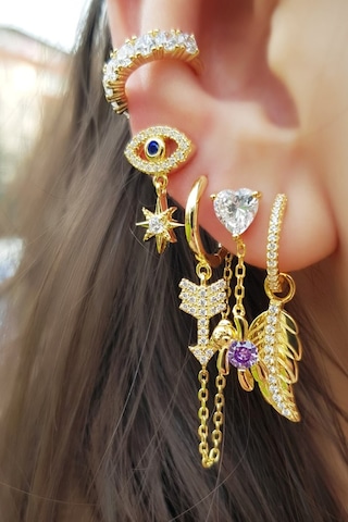 MorMajor Silver Ithal Dolu Taşlı Gümüş Kıkırdak-5545