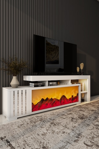 Dekoratif Yapay Şömine Ve Tv Ünitesi 160 Cm X 52 Cm ,kumandalı, B