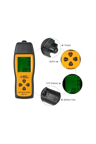 Springsun Akıllı Sensör El Tipi Karbon Monoksit Ölçer Yüksek Hassasiyetli Co Gazı Test Cihazı Monitör Dedektör Ölçer Lcd Ekran