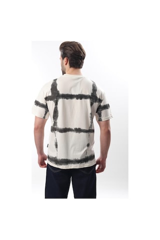 Madmext Ekru Bisiklet Yaka Baskılı Basic Erkek T-shirt E7109 Ekru
