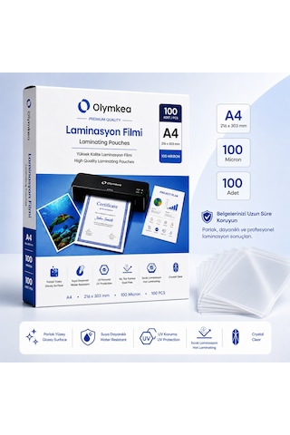 Olymkea A4 Laminasyon Filmi 100 Mikron 100 Adet 216 303 Mm Olymkea A4 Laminasyon Filmi 100 Mikron 100 Adet 216 303 Mm