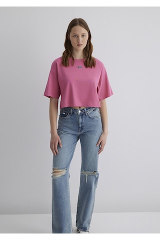 Mavi - Mavi Logo Baskılı Pembe Tişört 1611585-84670 Pembe