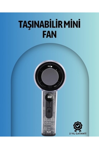 Şeffaf Kasa El Fanı 5v 2a 100 Kademeli Hava Akışı Type-c Girişli