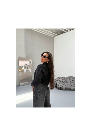 Kene Jeans Kısa Siyah Modern Fit/cropped Boyfriend Denim Ceket Siyah